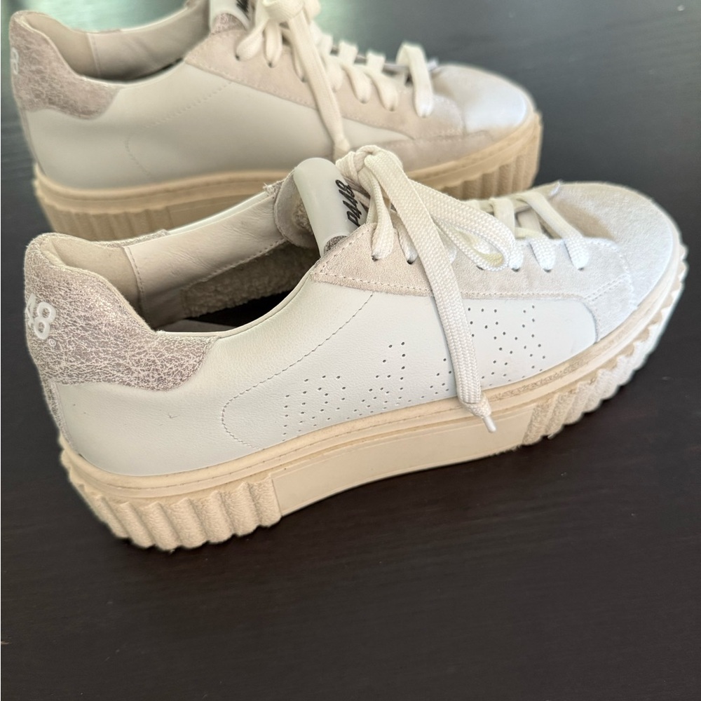 P448 White and Cream Platform Sneakers worn once like new
